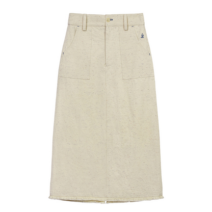 フリンジ付きAラインミモレ丈スカート Z00068