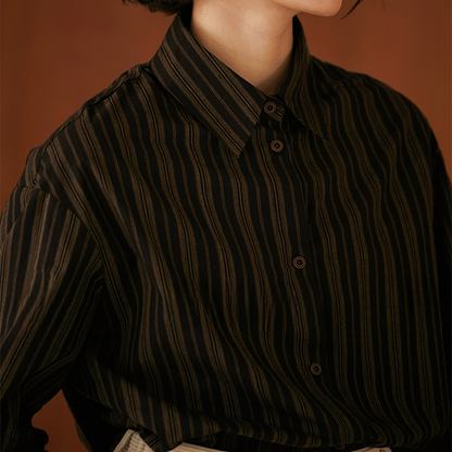 ストライプポロカラールーズシャツ　《Z00813》