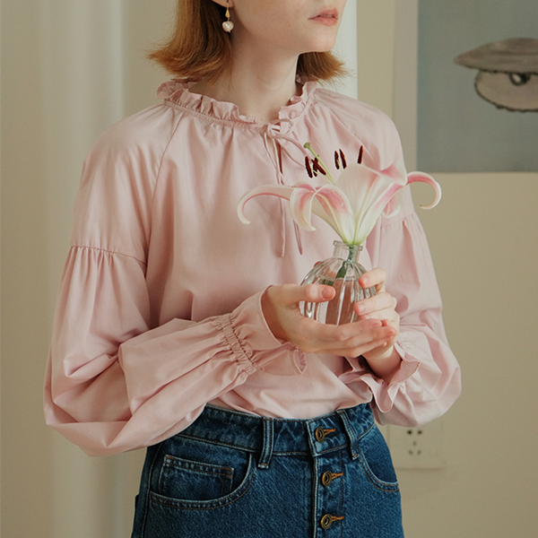 【2color】リボン＆フリルディテールブラウス　《Z00755》