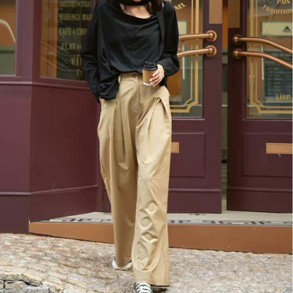 シンプルワイドパンツ w-049