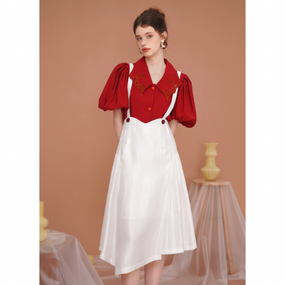 【2color】Vカットストラップワンピース X-185