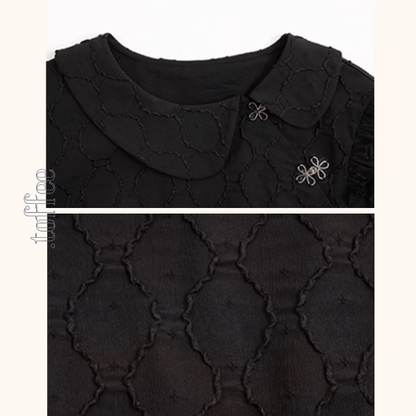 フリルディテールチャイナ風ブラックワンピース《Z00877》