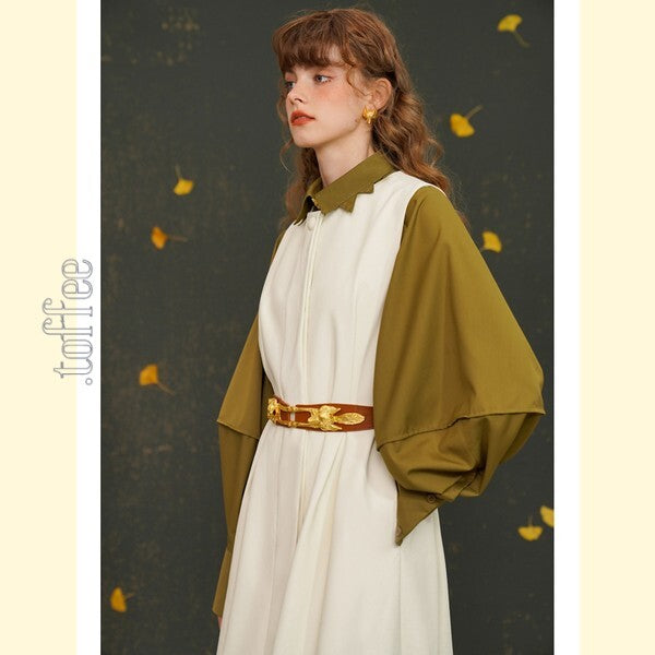 【2color】立体アートを纏う：キツネボタンの折り紙ブラウス C0174