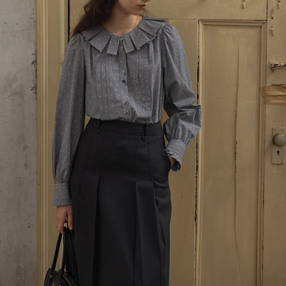 【2pattern】フリル＆プリーツディテールブラウス《Z00860》