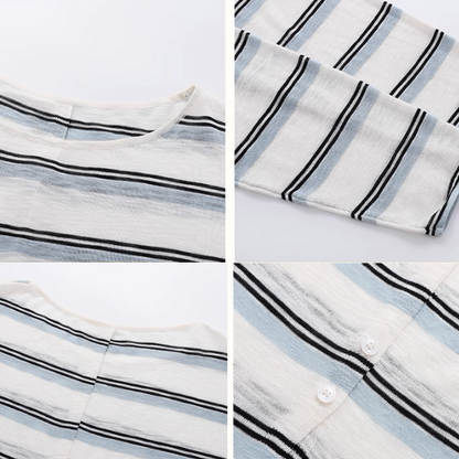 【2color】ワンショルダーストライプシアーニットトップ《Z01027》