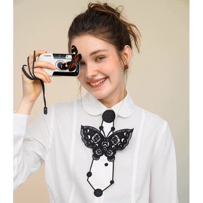 【2color】レトロバタフライ刺繍　ネオネクタイ C0137