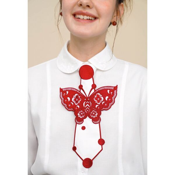 【2color】レトロバタフライ刺繍　ネオネクタイ C0137