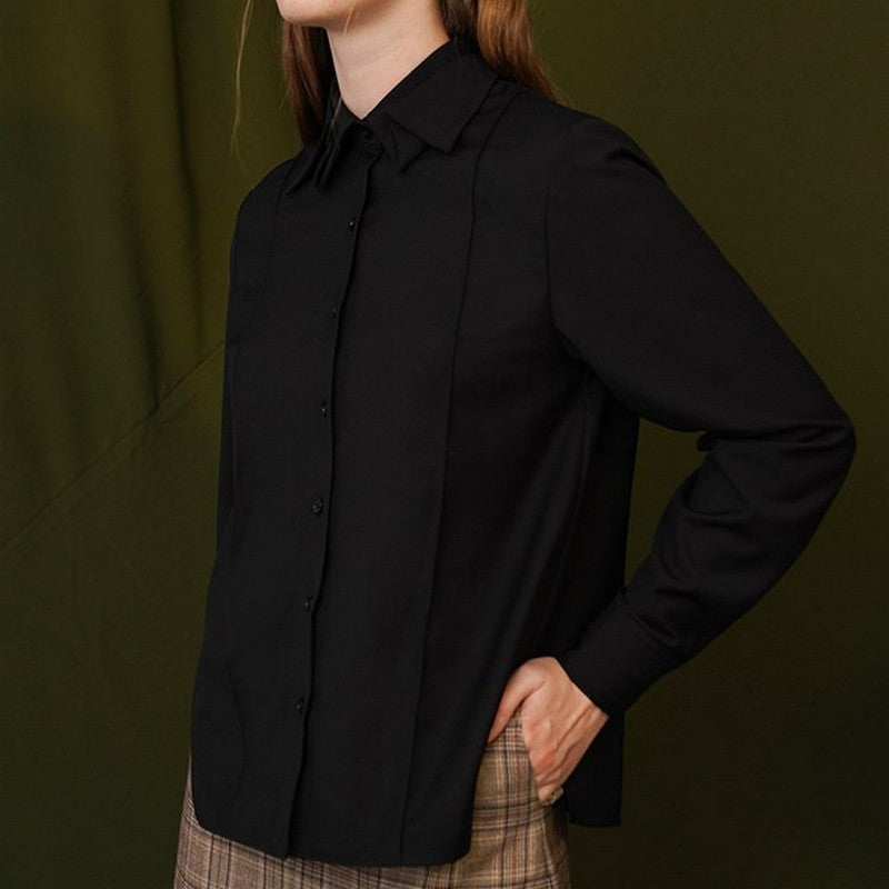 【２color】折り紙のような襟が素敵なシンプルシャツ