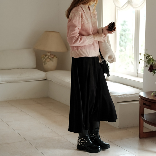 【2color】リムーバブルポケット付きコーデュロイAラインスカート  《Z00781》
