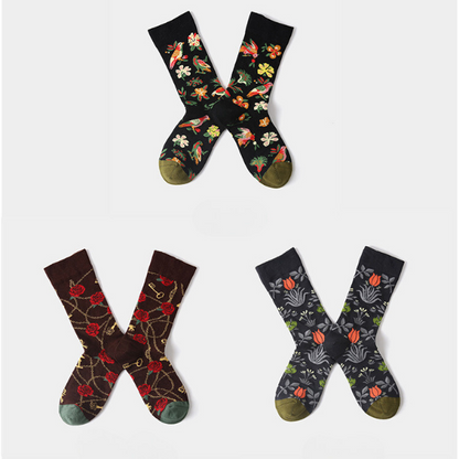 フラワージャガードソックス3Pセット X-334