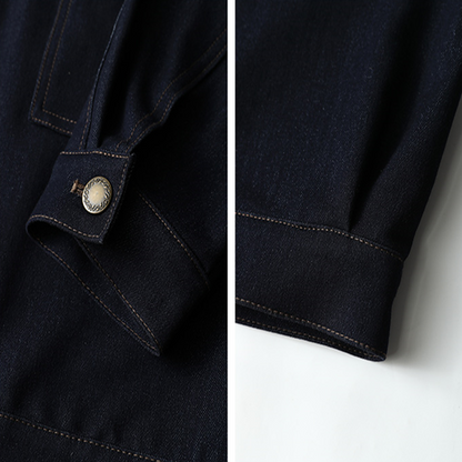 ジップジャケット＆フロントスリットロングスカートのデニムセットアップ　Z00475