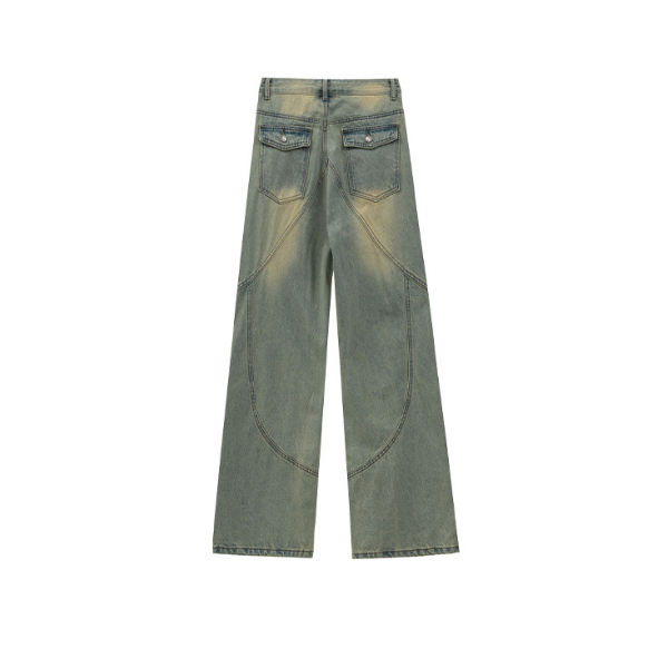 【2color】ジッパーデザイン切り替えデニム X-364