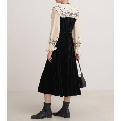 フレンチラペルエレガントワンピース w-166