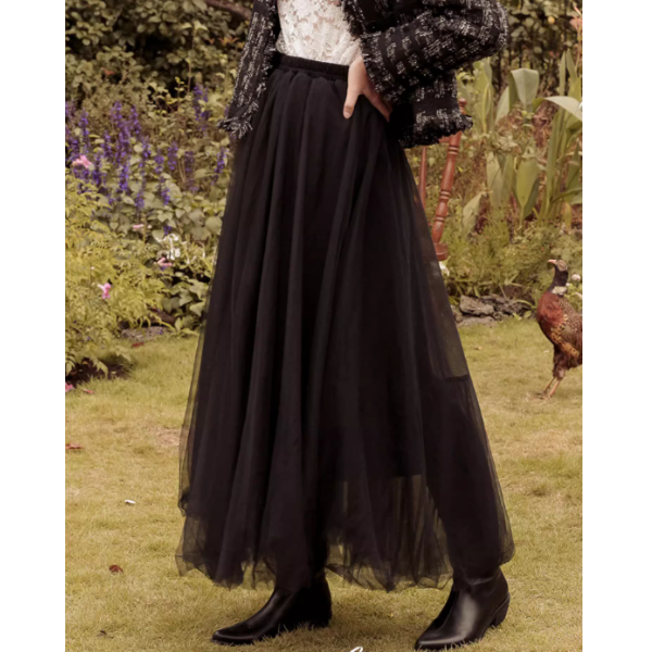 【2color】メッシュフェアリーロングスカート Z00189