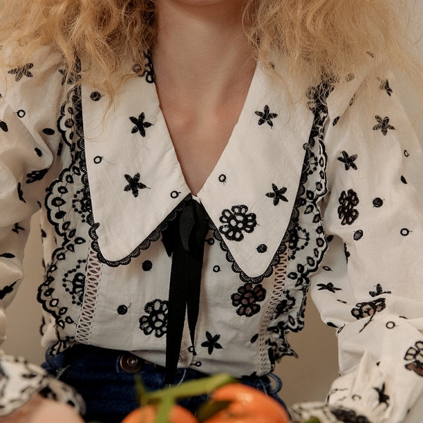 レース×キャンディースリーブのブラウス sp0191