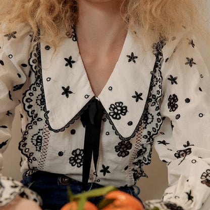 レース×キャンディースリーブのブラウス sp0191