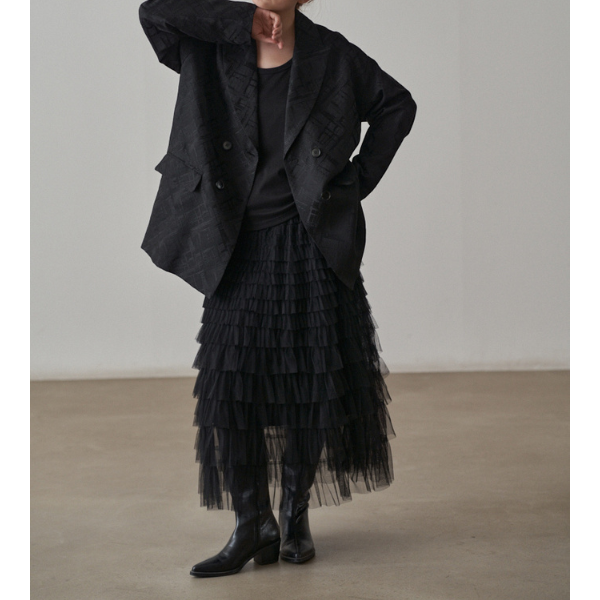 ダブルブレスミドル丈ルーズジャケット X-434