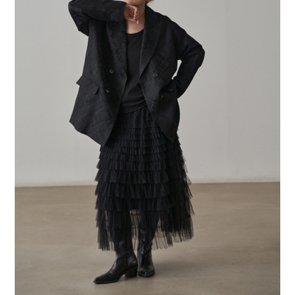 ダブルブレスミドル丈ルーズジャケット X-434