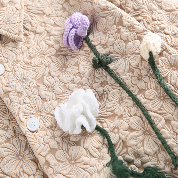 【2color】立体フラワー刺繍シャツジャケット　Z00575