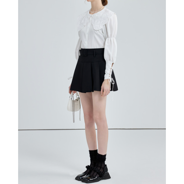 ドールカラーレースアップブラウス w-152