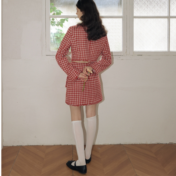 千鳥格子フリンジエッジセットアップ Z00018