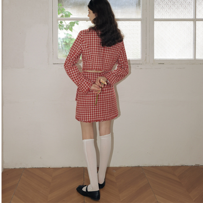 千鳥格子フリンジエッジセットアップ Z00018