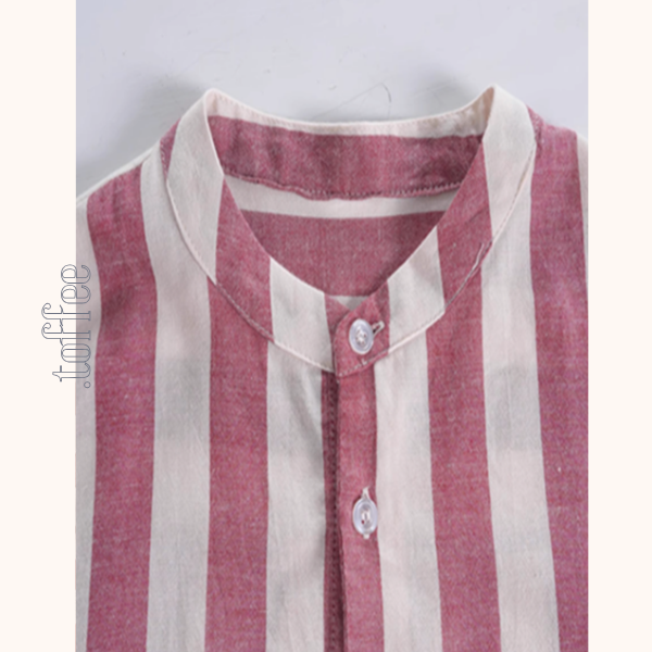 【2color】ストライプ柄フリル装飾シャツ《Z00894》