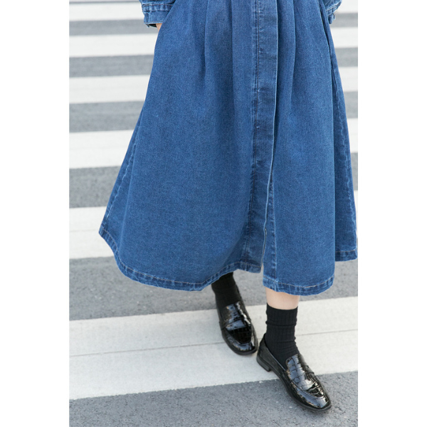 イレギュラーフラップデニムワンピース w-038