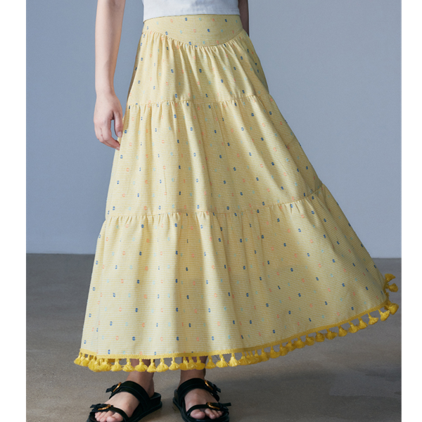 【2color】タッセル付きＡラインロングスカート　Z00331