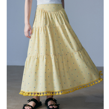 【2color】タッセル付きＡラインロングスカート　Z00331