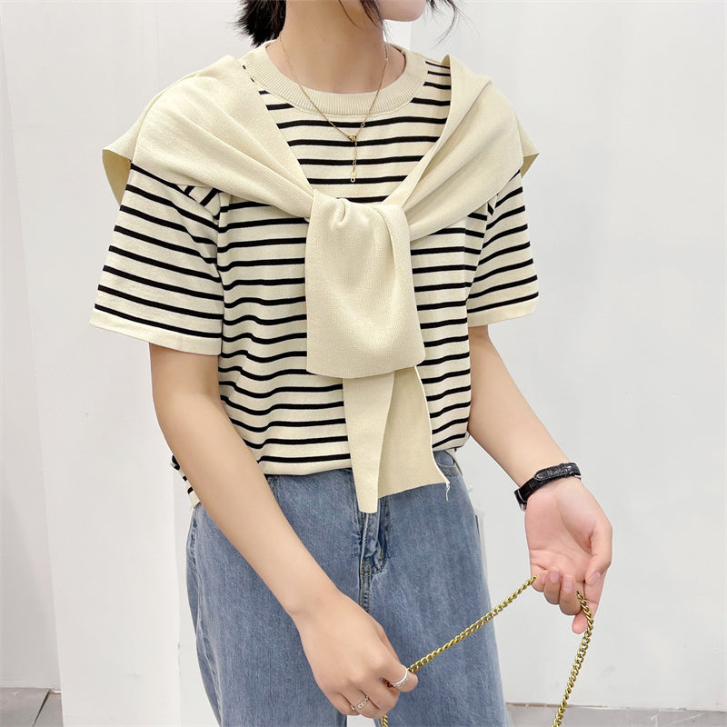 【２color】フェイクレイヤードのニットＴシャツ sp0342