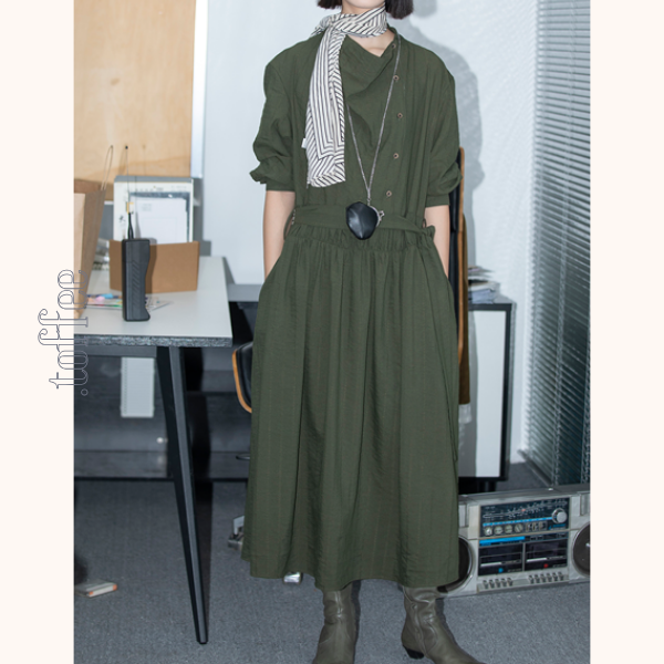 【2color】斜め前立てロングワンピース　Z00551