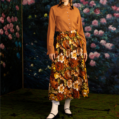 油絵風フローラルAラインスカート Z00008