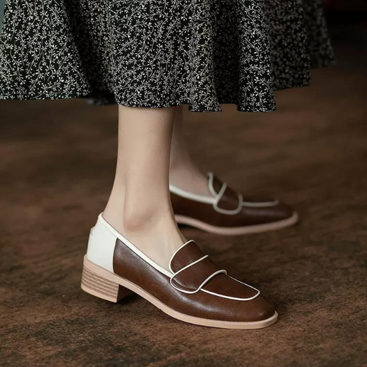 【２color】スクエアトゥコントラストシューズ　AU-286