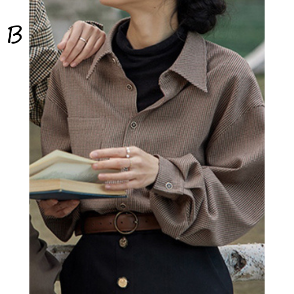 【２color】フレンチレトログレンチェックシャツ　AU-184