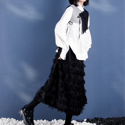 ウエストスクイーズラウンドヘムシャツ AU-413