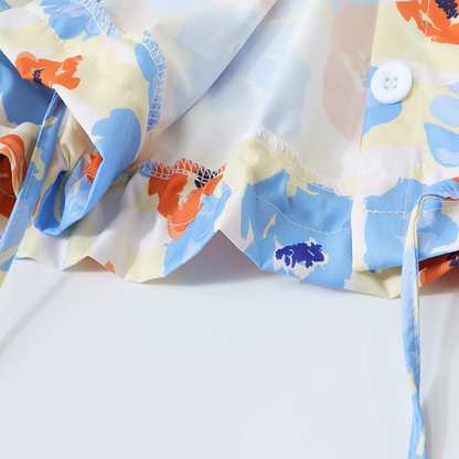 ドローストリング付きフローラルクロップド丈シャツ 《Z00914》