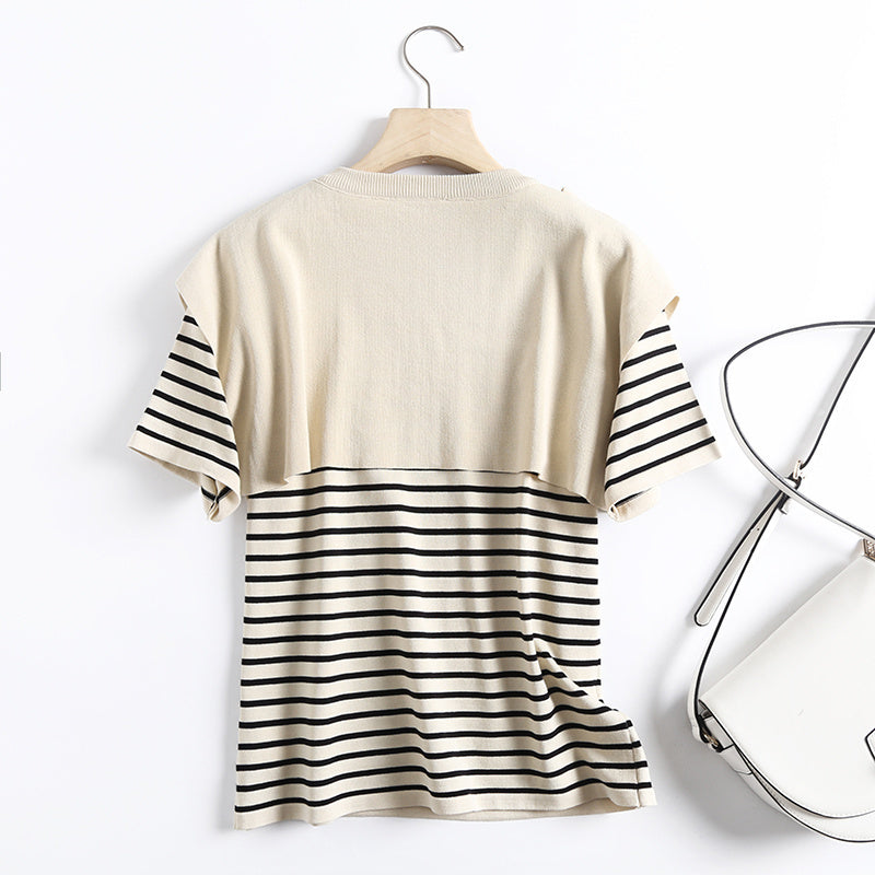 【２color】フェイクレイヤードのニットＴシャツ sp0342