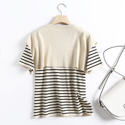 【２color】フェイクレイヤードのニットＴシャツ sp0342