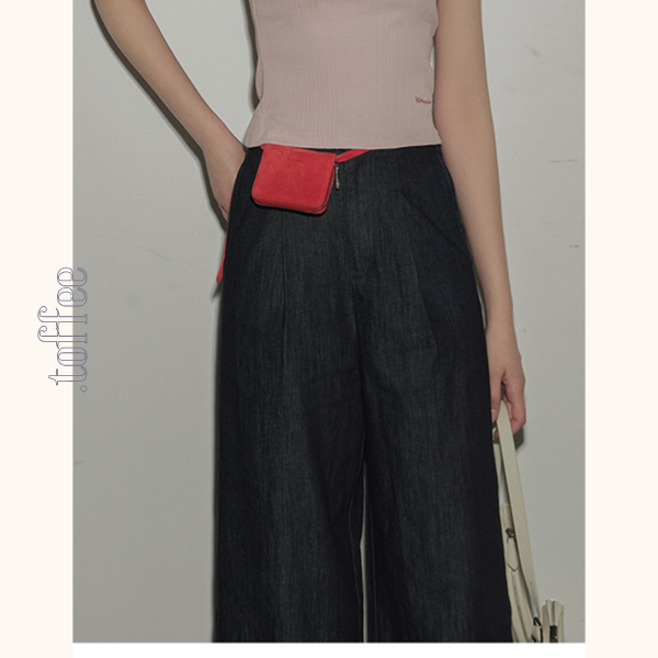 ストライプヘムワイドデニムパンツ　Z00394