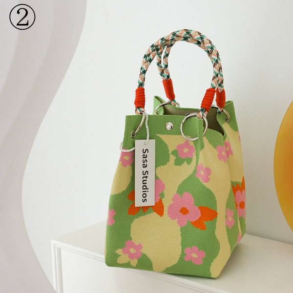 【20pattern】マルチカラースクエアトートバッグ《Z00892》