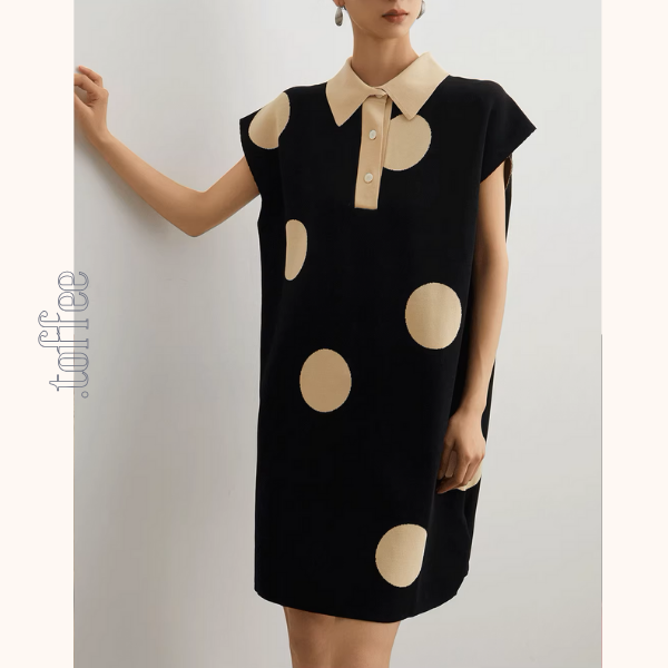 ラージドットフレンチスリーブミニワンピース《Z00943》