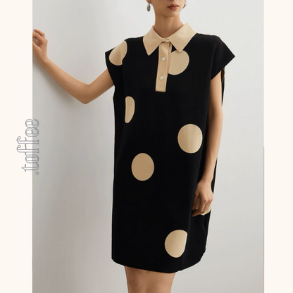 ラージドットフレンチスリーブミニワンピース《Z00943》