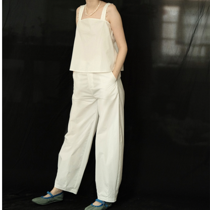 【2color】シンプルレースキャミソール＆ロングパンツのセットアップ Z00204