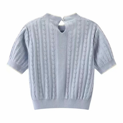 【２color】バックホローアウトアイスクリームステッチトップス　AU-155