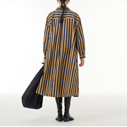 【2color】ストライプシャツワンピース X-349