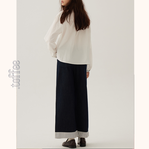 コントラストカラーレースディテールシアーブラウス《Z00844》