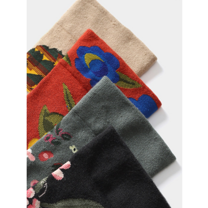 フラワーデザインソックス4ｐ w-080