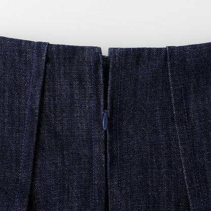 ポケット付きロングデニムプリーツスカート　《Z00732》