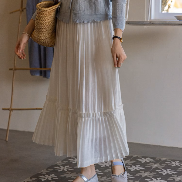 【2color】プリーツティアードフレアスカート《Z00864》